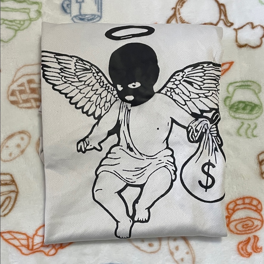 SHEIN Black and White Angel Graphic Tee